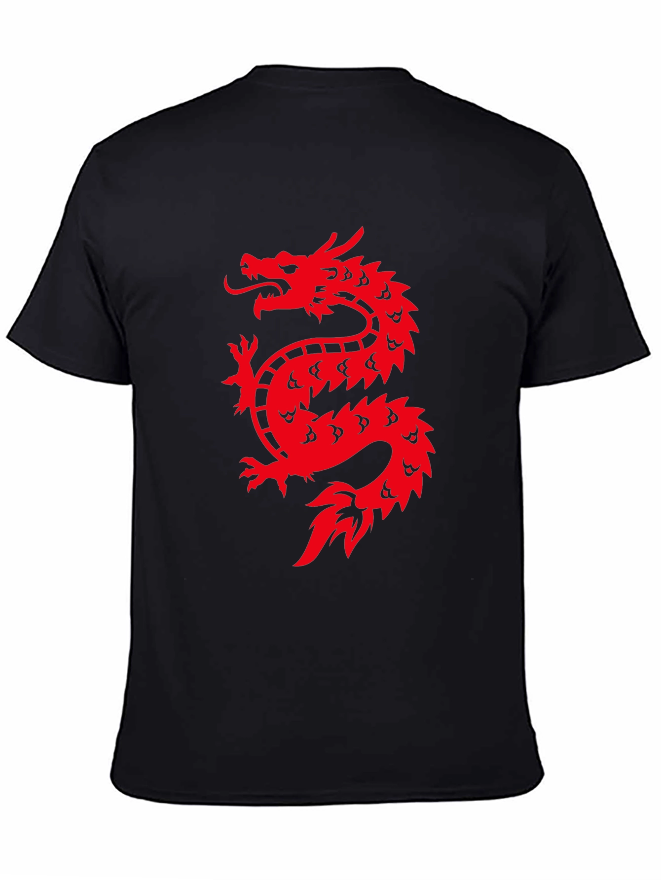 Red Dragon Graphic Print Black T-Shirt