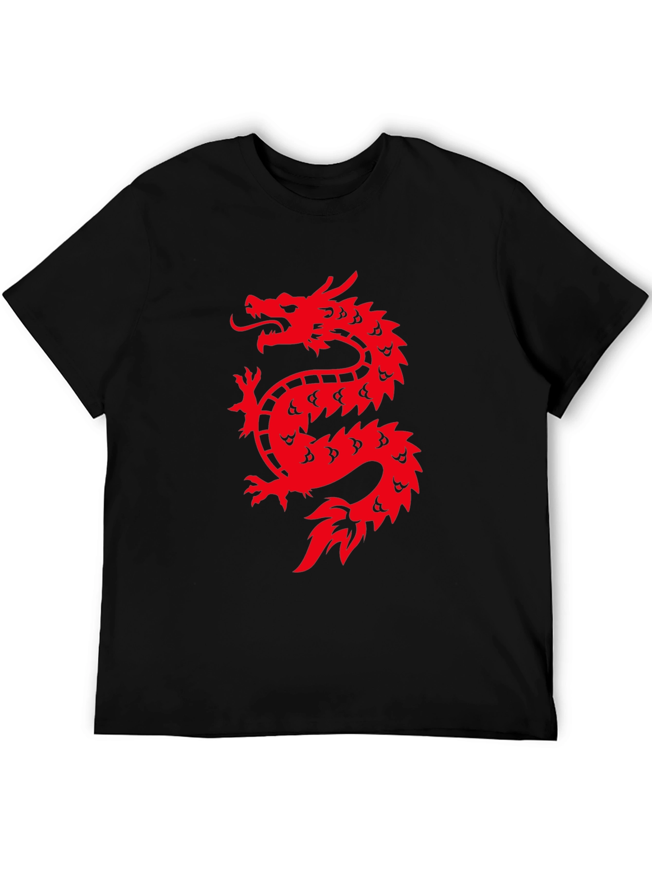 Red Dragon Graphic Print Black T-Shirt