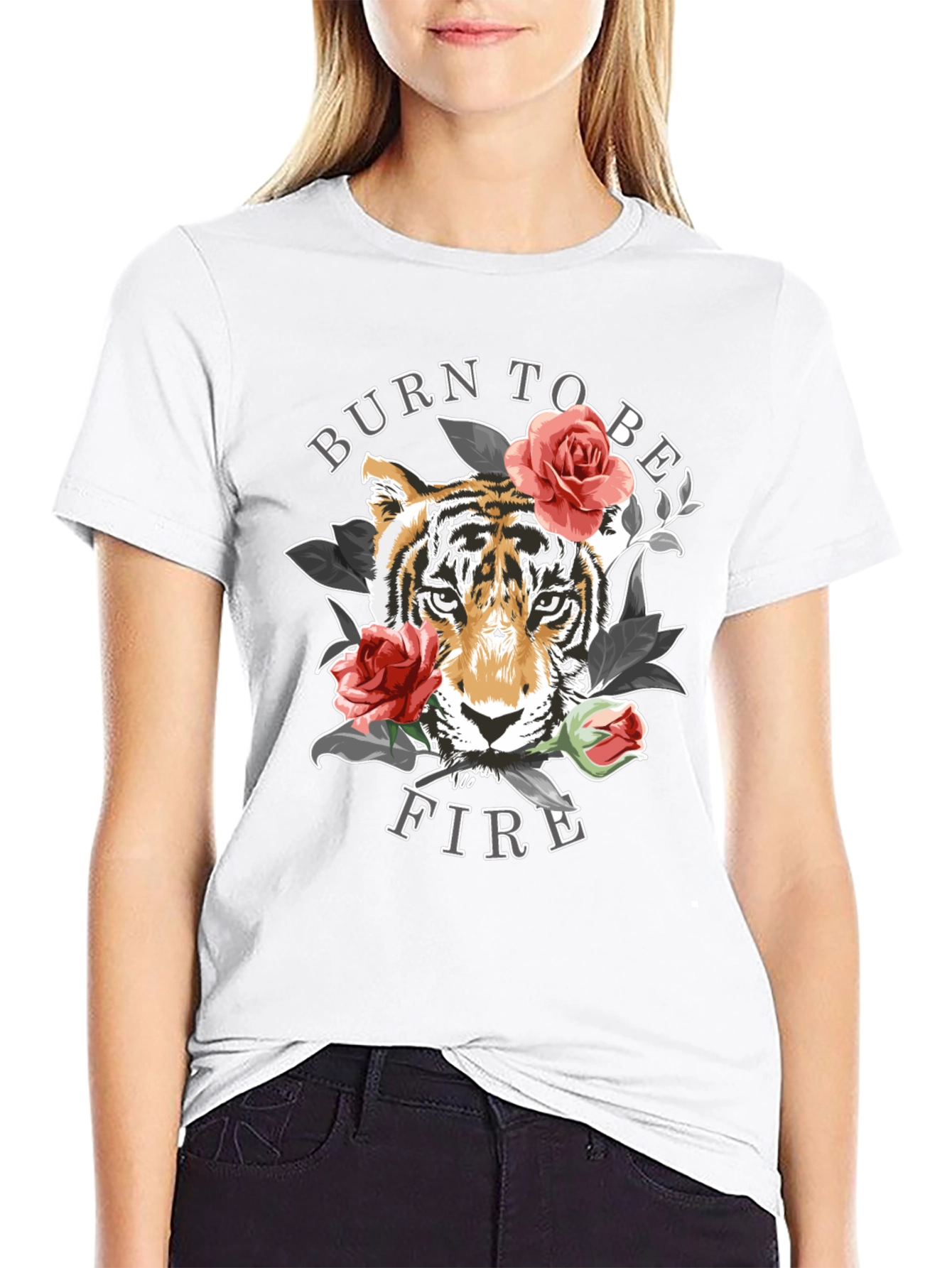 Burn To Be Fire Tiger Graphic Print Tee