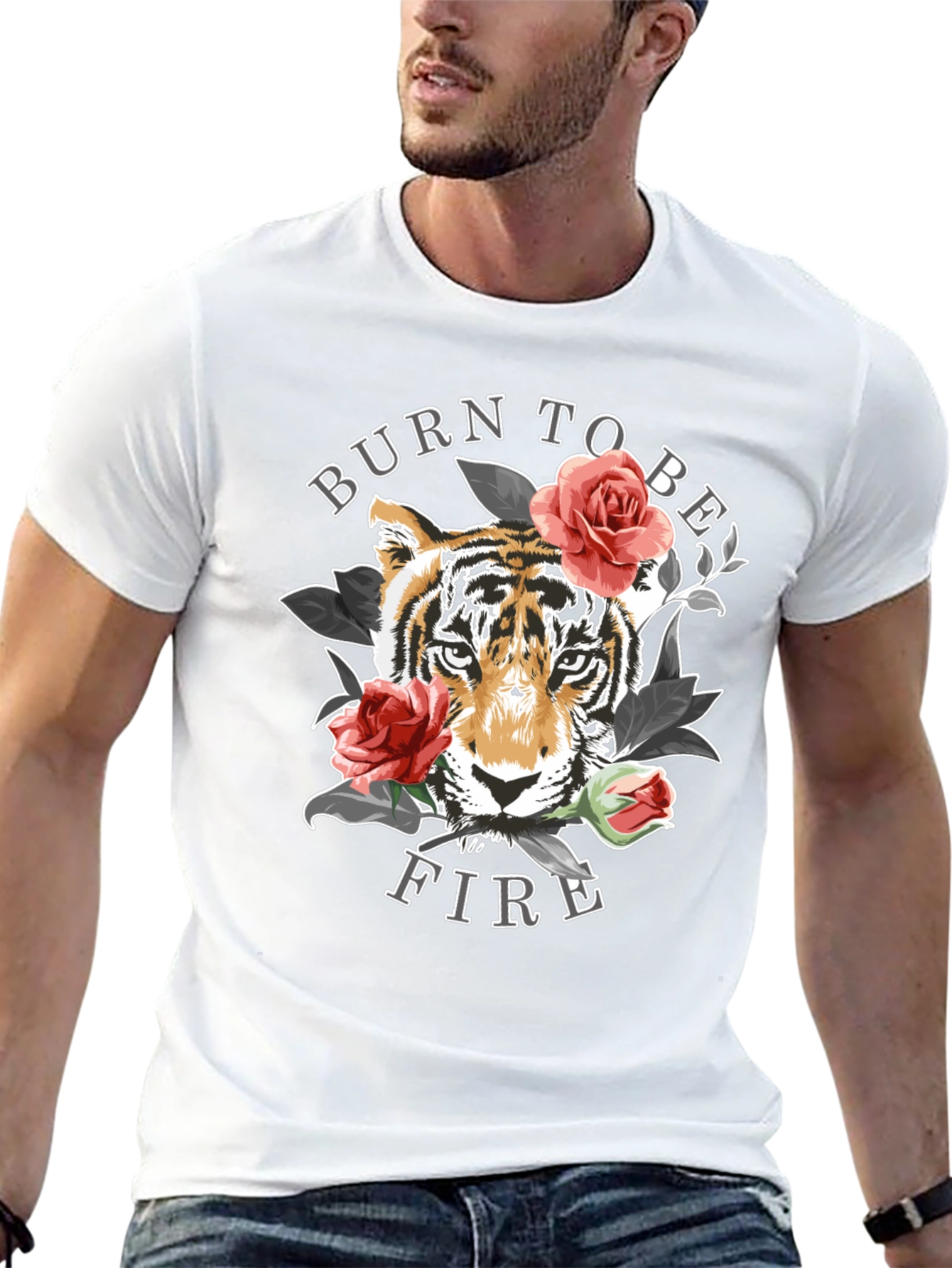 Burn To Be Fire Tiger Graphic Print Tee