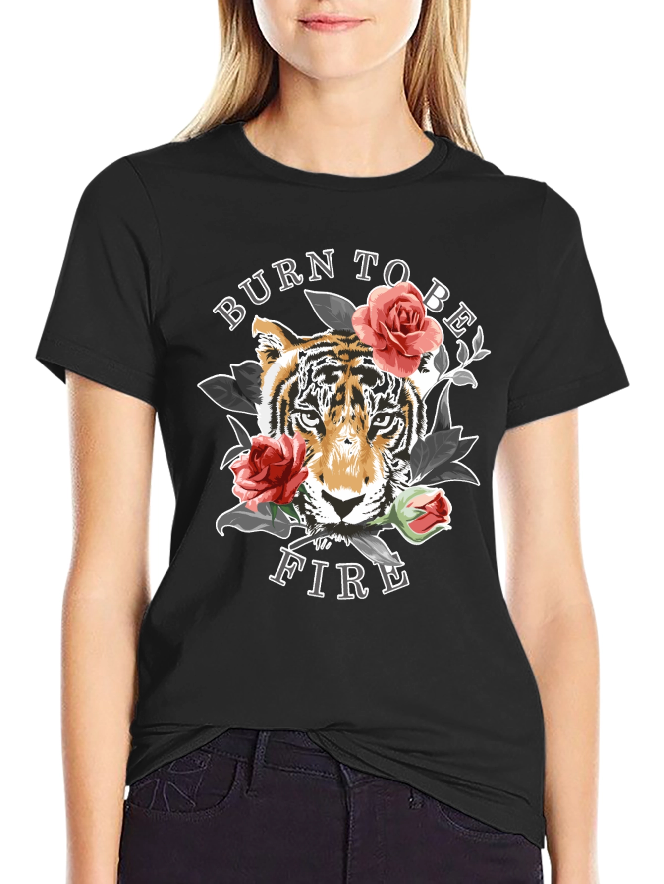 Burn To Be Fire Tiger Graphic Print Tee