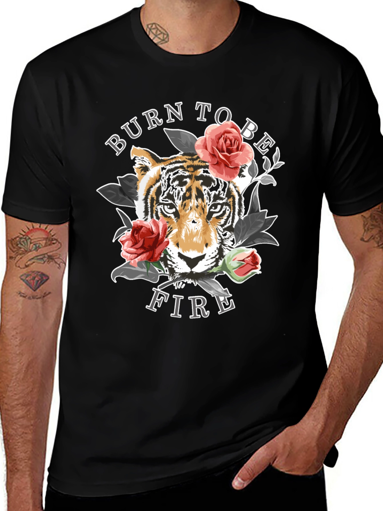 Burn To Be Fire Tiger Graphic Print Tee