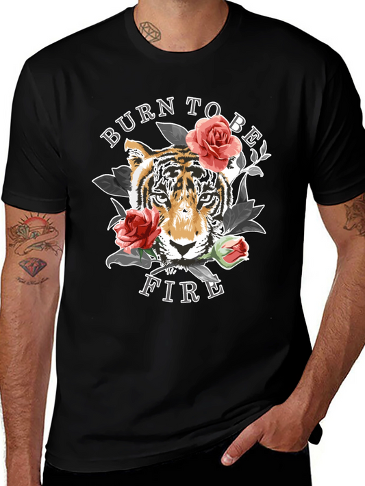 Burn To Be Fire Tiger Graphic Print Tee