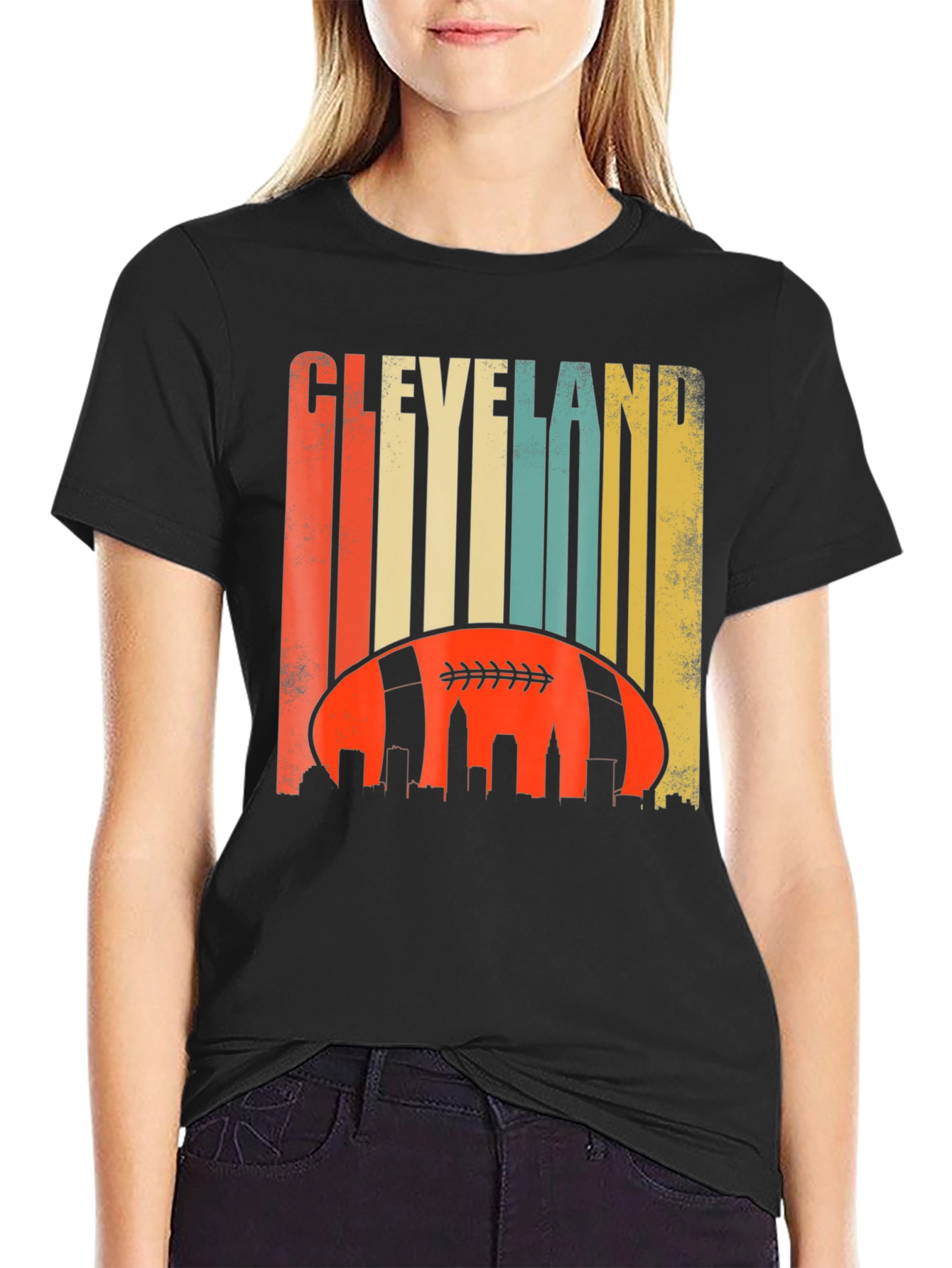 Cleveland Football Skyline Graphic Tee