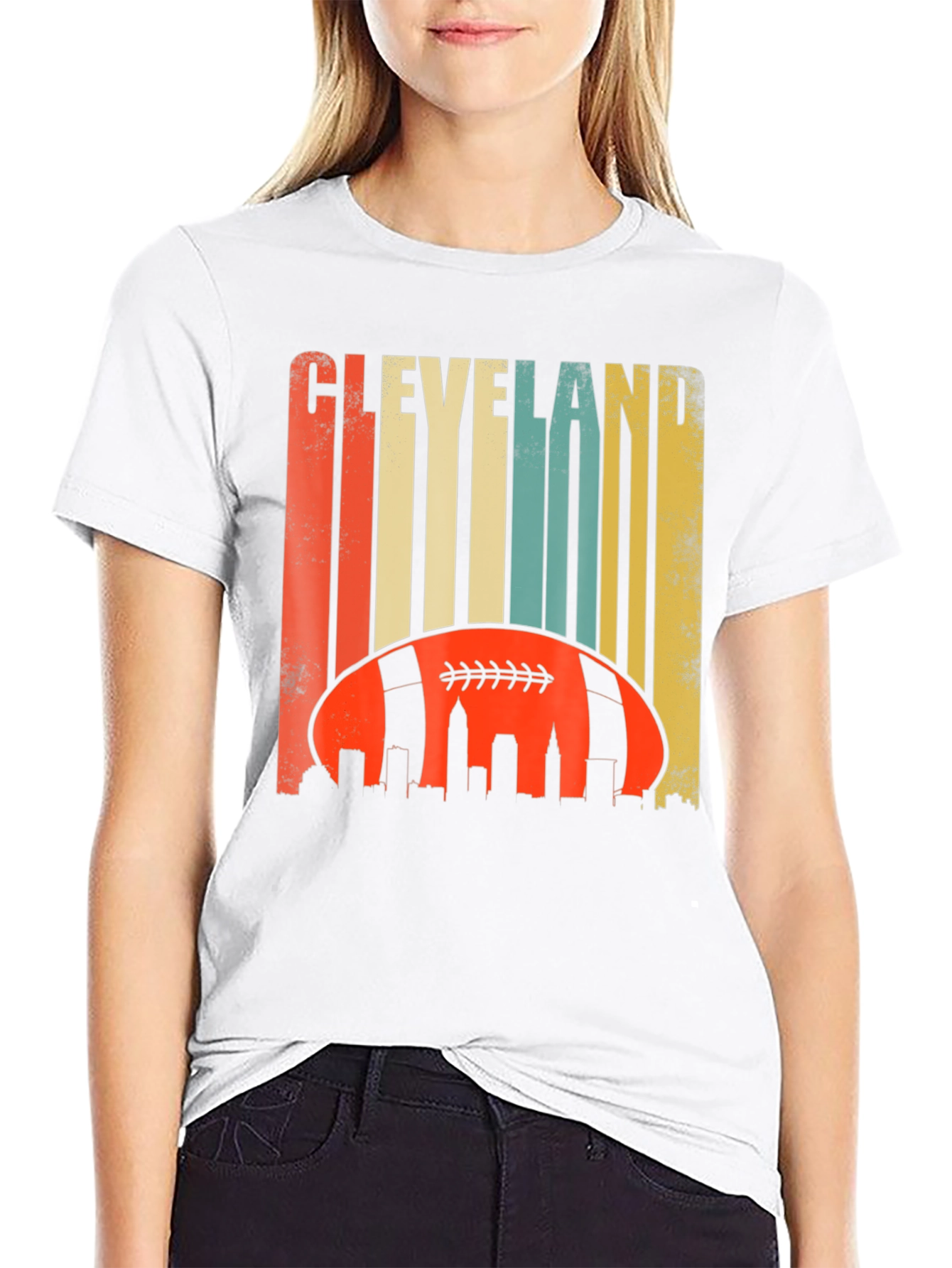 Cleveland Football Skyline Graphic Tee