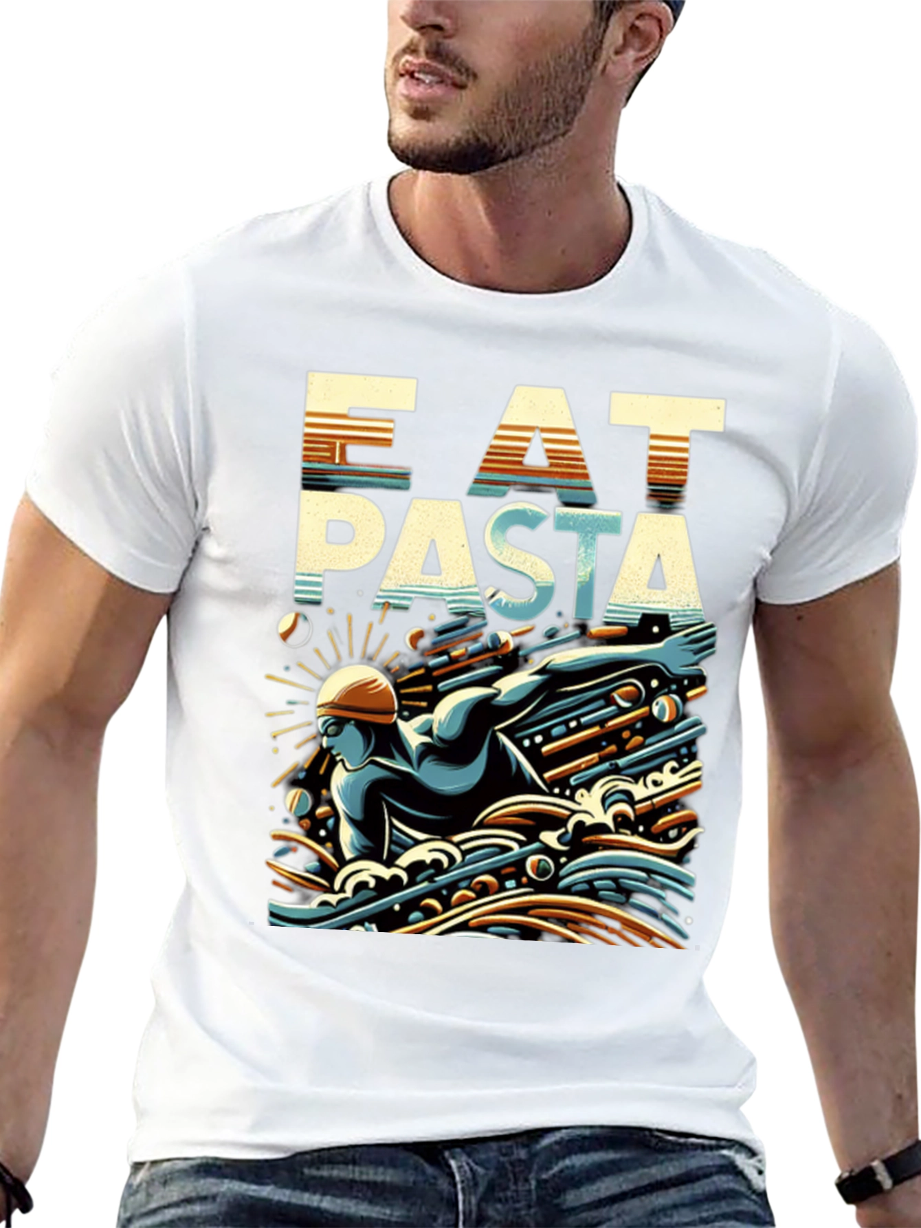 Eat Pasta Swim Faster T-Shirt Cool Graphic Tee