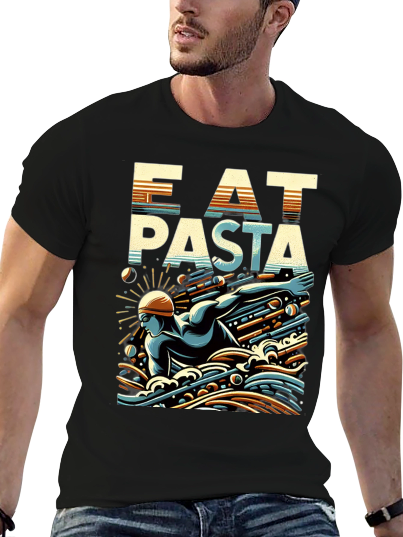 Eat Pasta Swim Faster T-Shirt Cool Graphic Tee