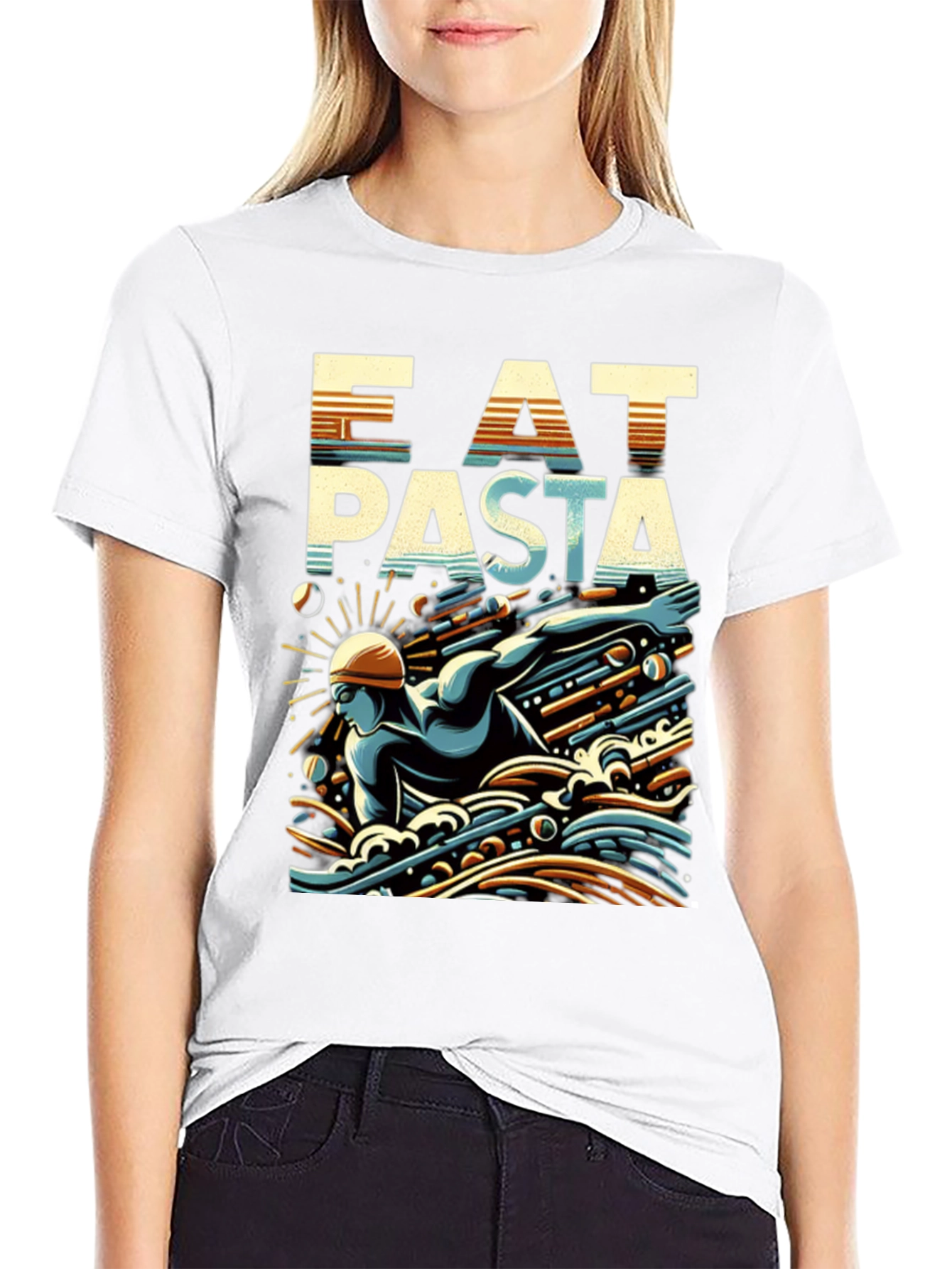 Eat Pasta Swim Faster T-Shirt Cool Graphic Tee