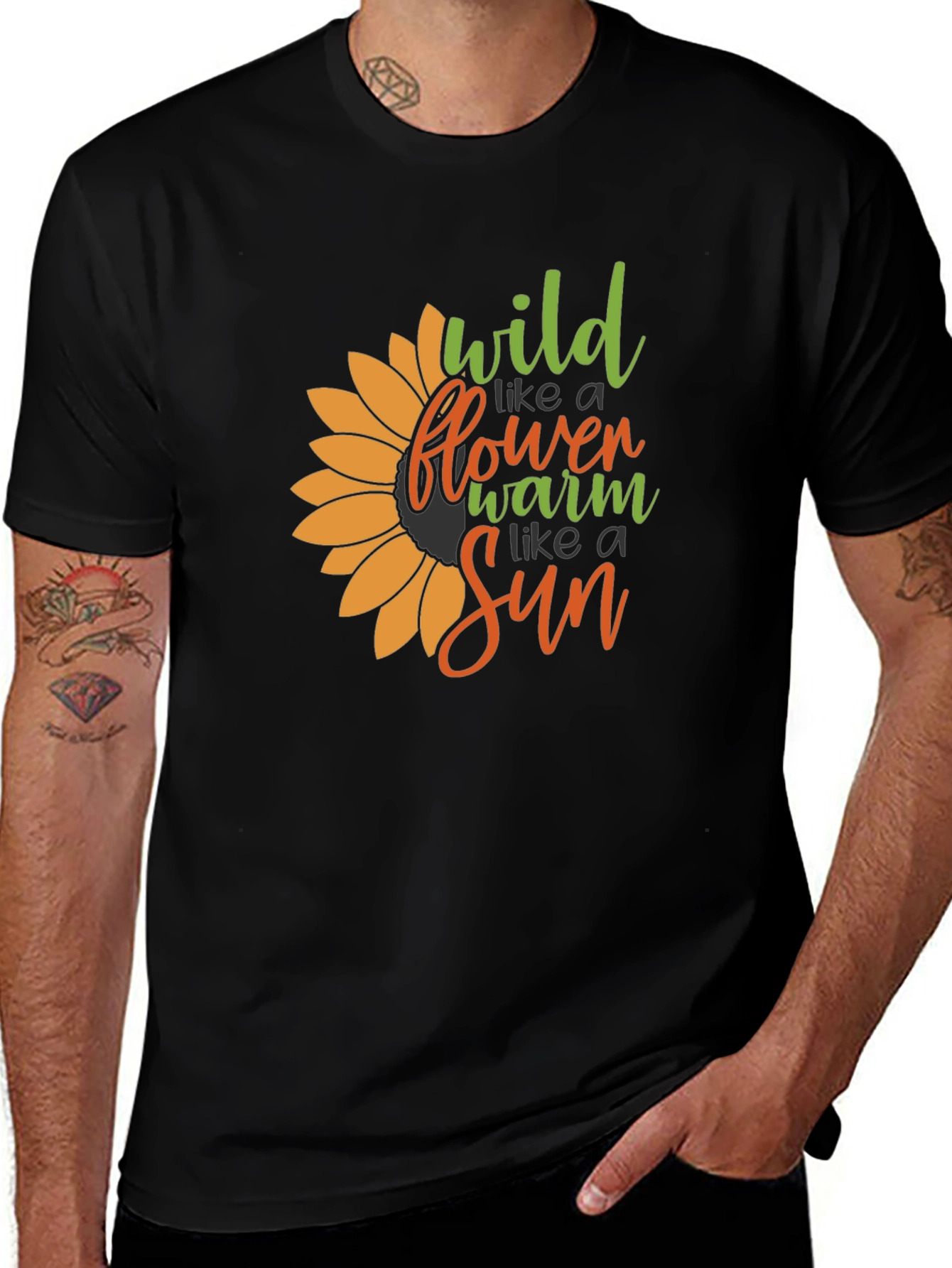 Wildflower Sun Graphic Tee - Black