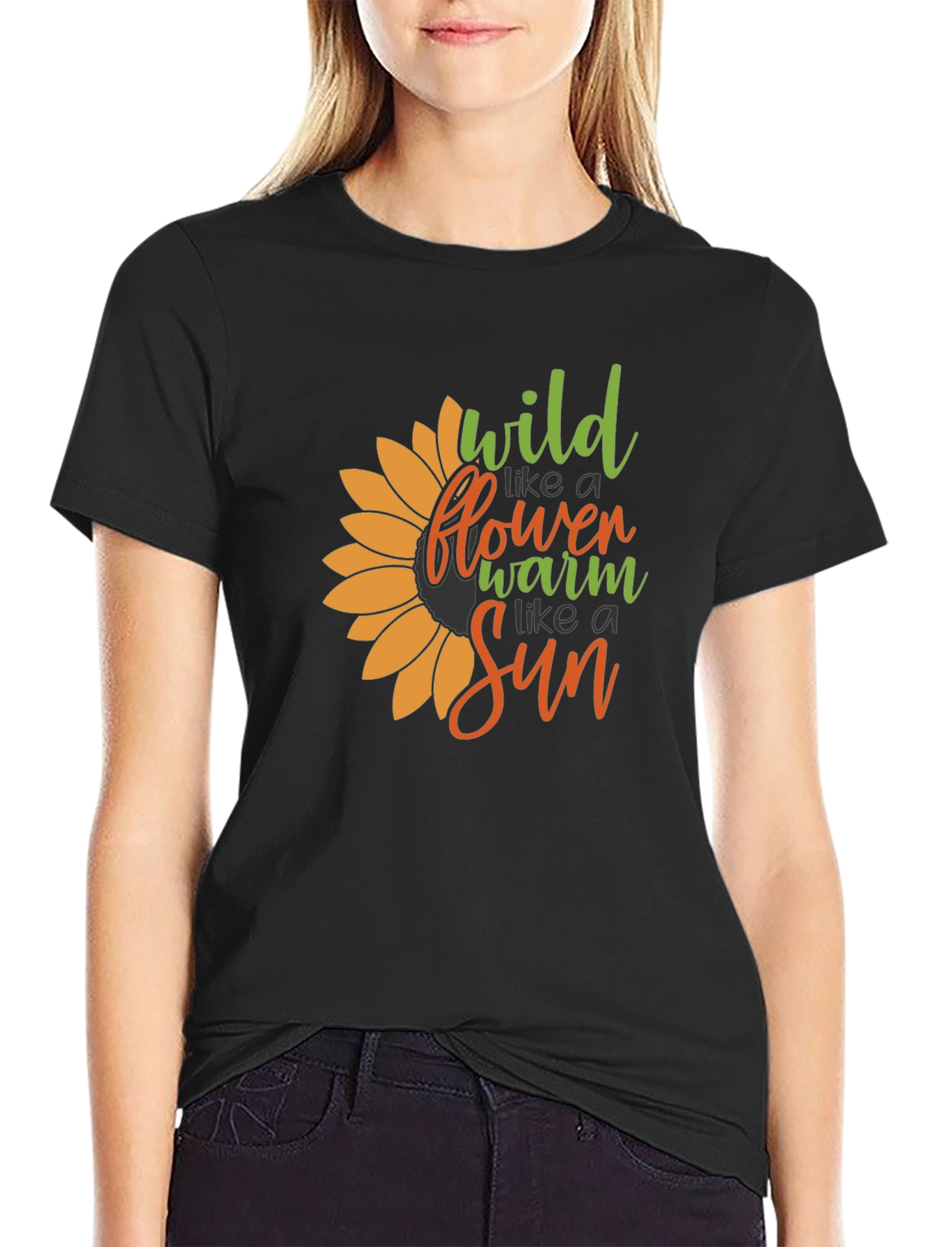 Wildflower Sun Graphic Tee - Black