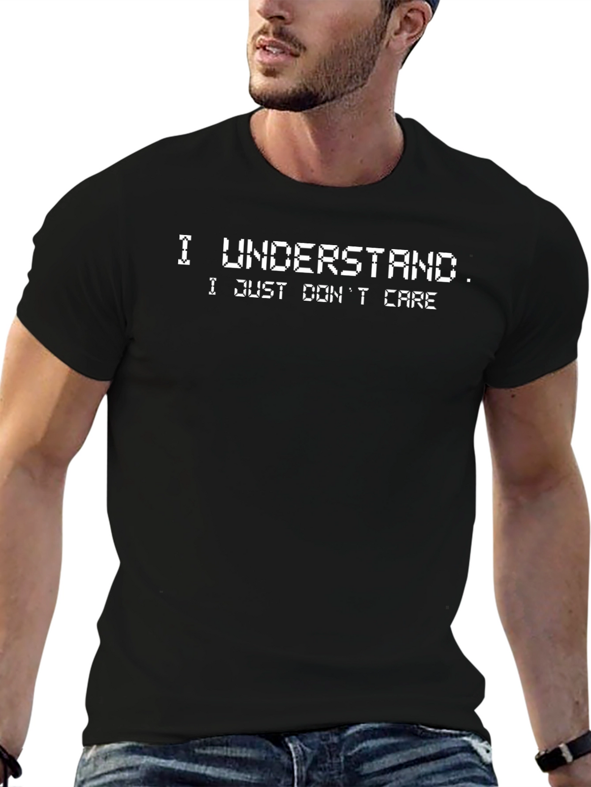 Funny I Understand I Just Dont Care Black T-Shirt