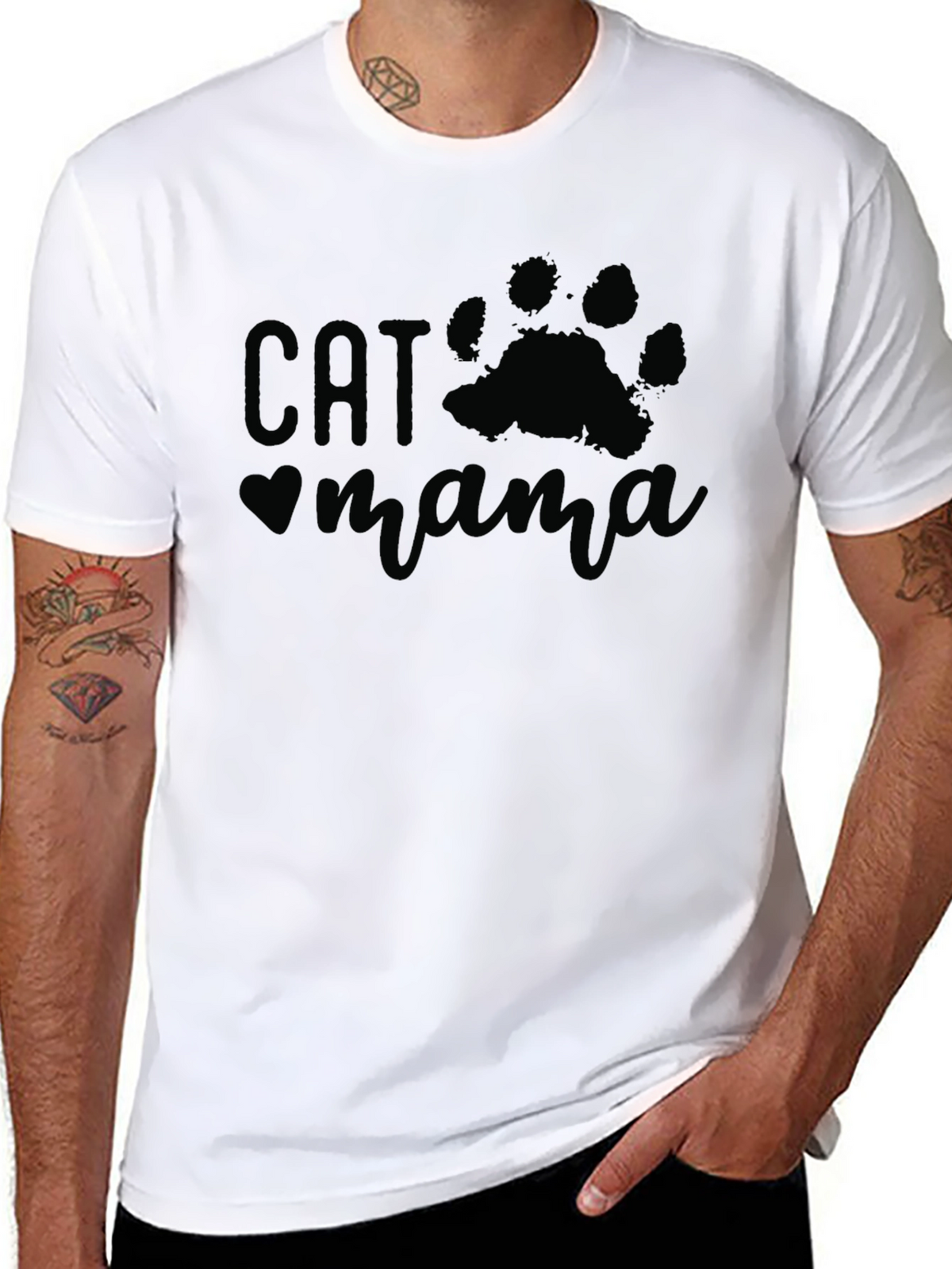 Cat Mama T-Shirt - Black Stylish Comfortable