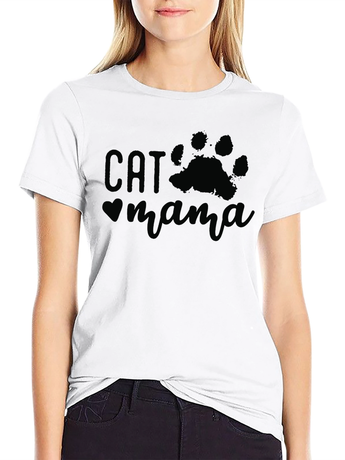 Cat Mama T-Shirt - Black Stylish Comfortable