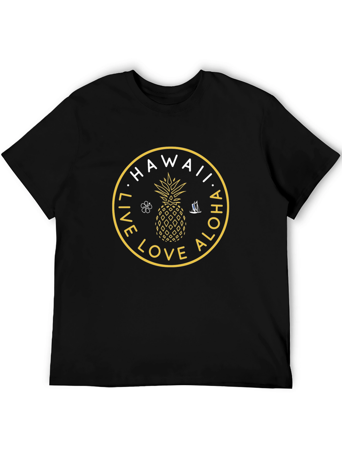 Hawaii Live Love Aloha Black Graphic T-Shirt