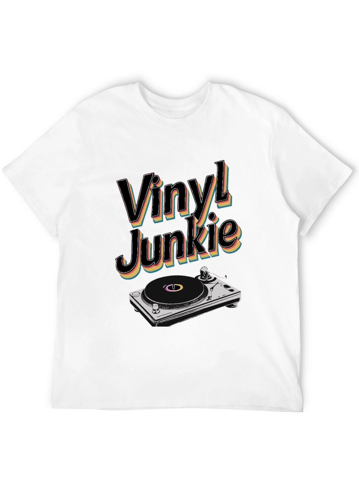 Vinyl Junkie Black T-Shirt Retro Music Lover Tee