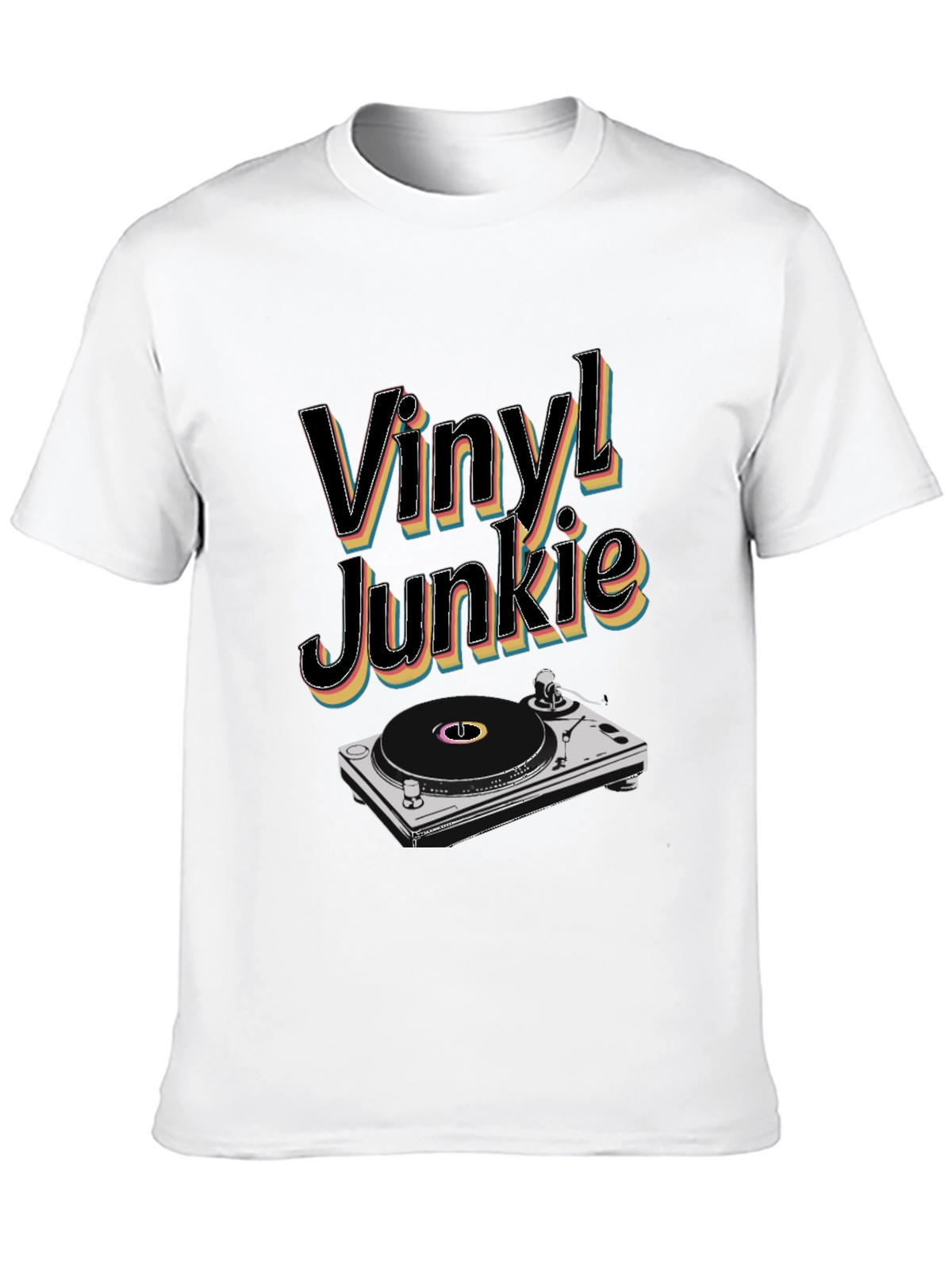 Vinyl Junkie Black T-Shirt Retro Music Lover Tee