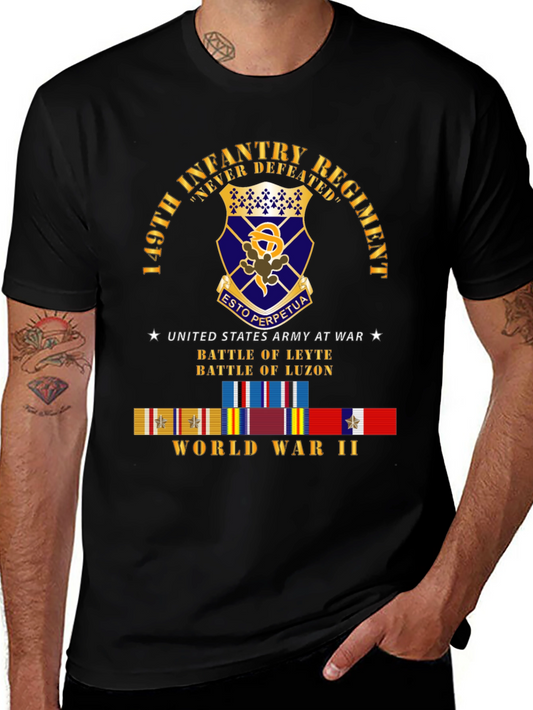 149th Infantry Regiment Never Defeated Black T-Shirt