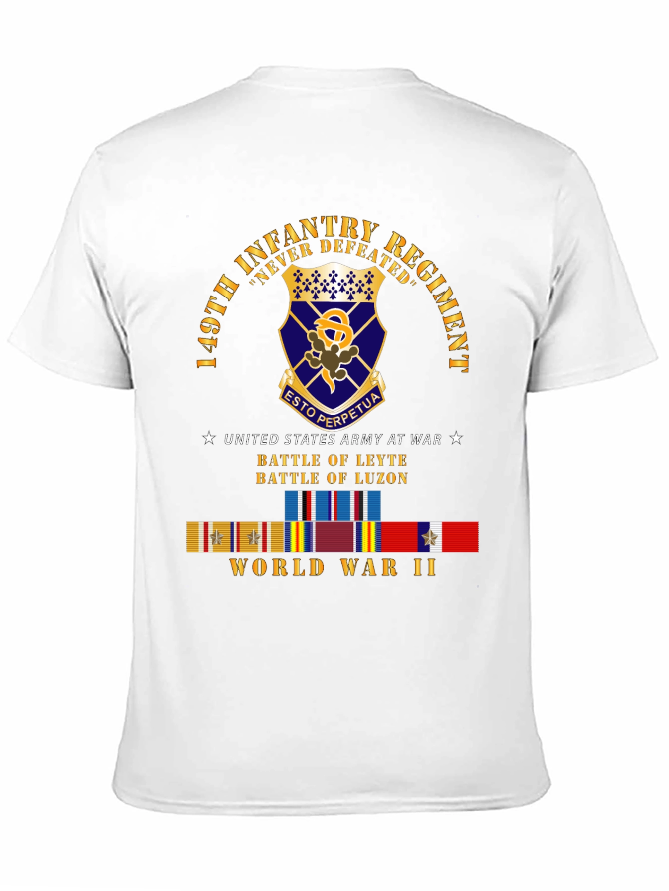 149th Infantry Regiment Never Defeated Black T-Shirt