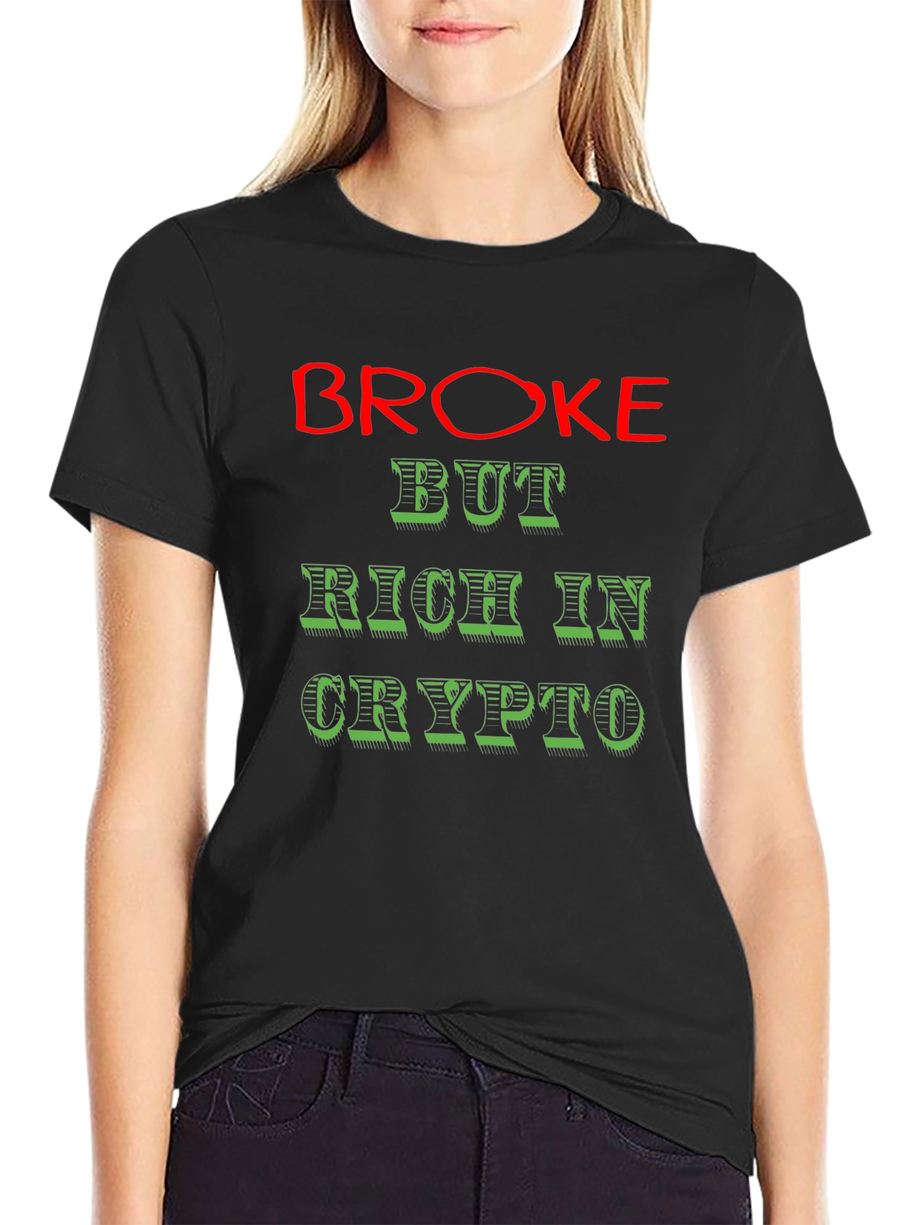 Broke But Rich in Crypto Graphic Tee - Black
