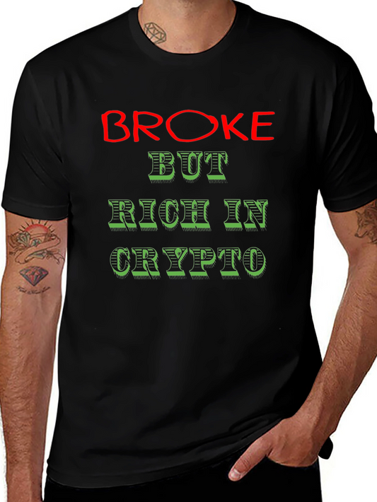 Broke But Rich in Crypto Graphic Tee - Black