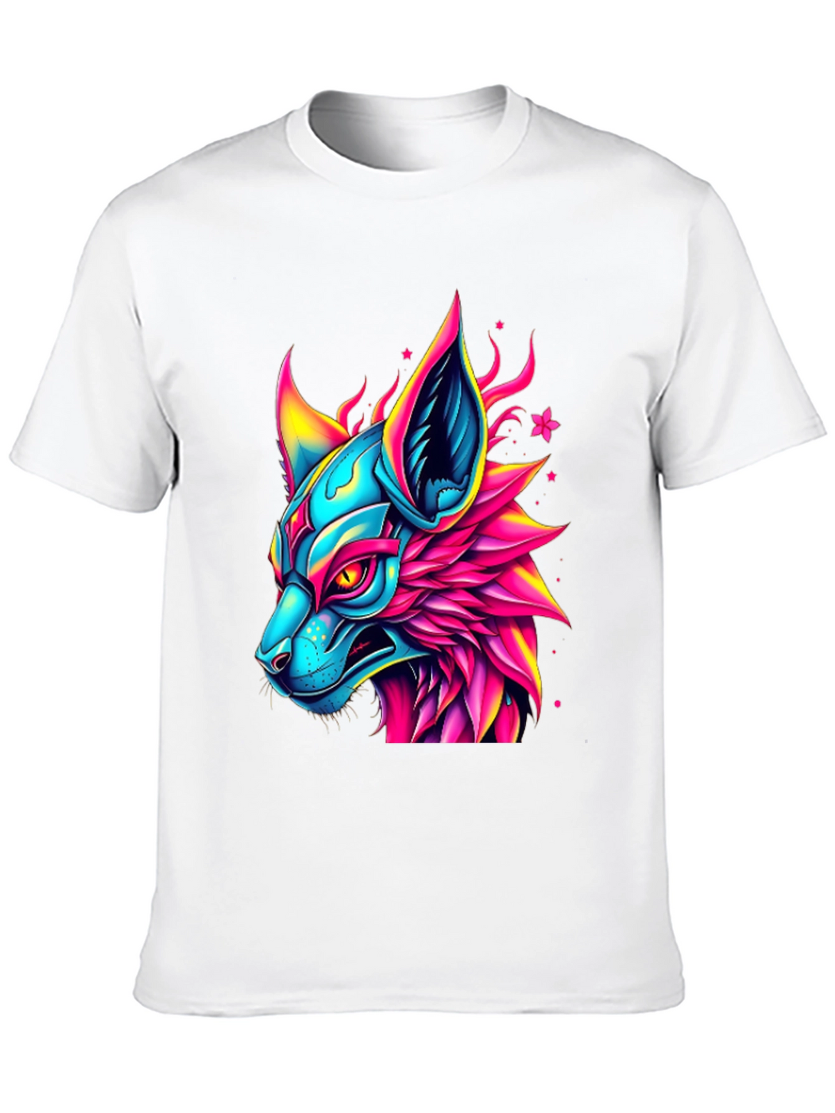 Neon Cyberpunk Fox Graphic Tee