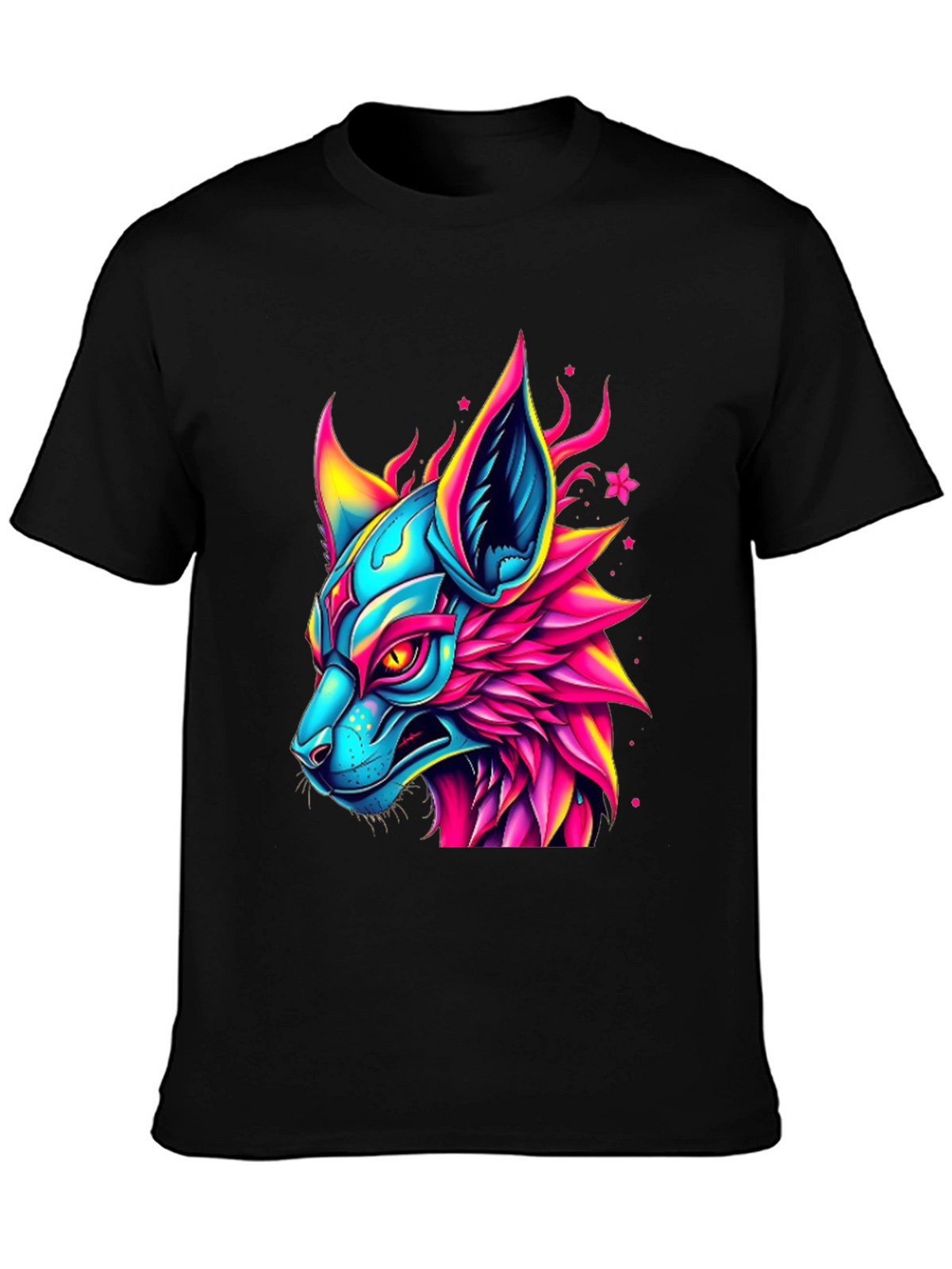 Neon Cyberpunk Fox Graphic Tee