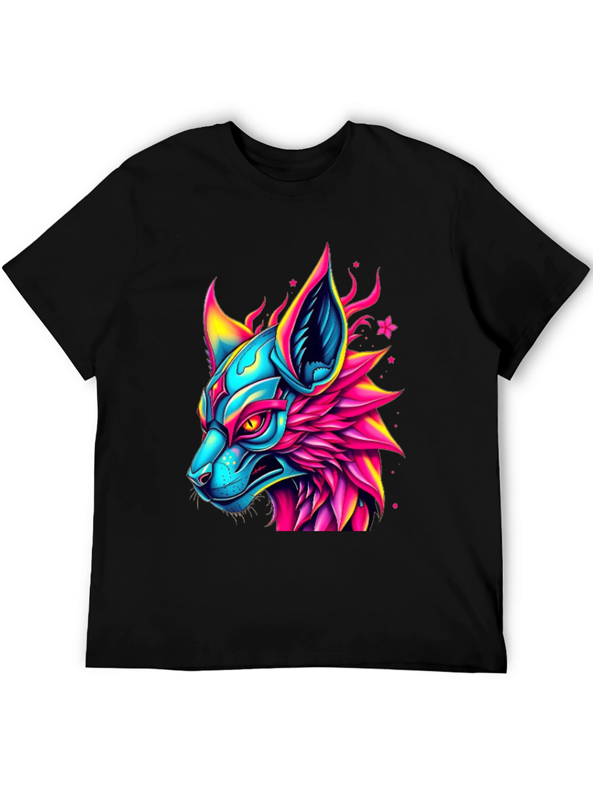 Neon Cyberpunk Fox Graphic Tee