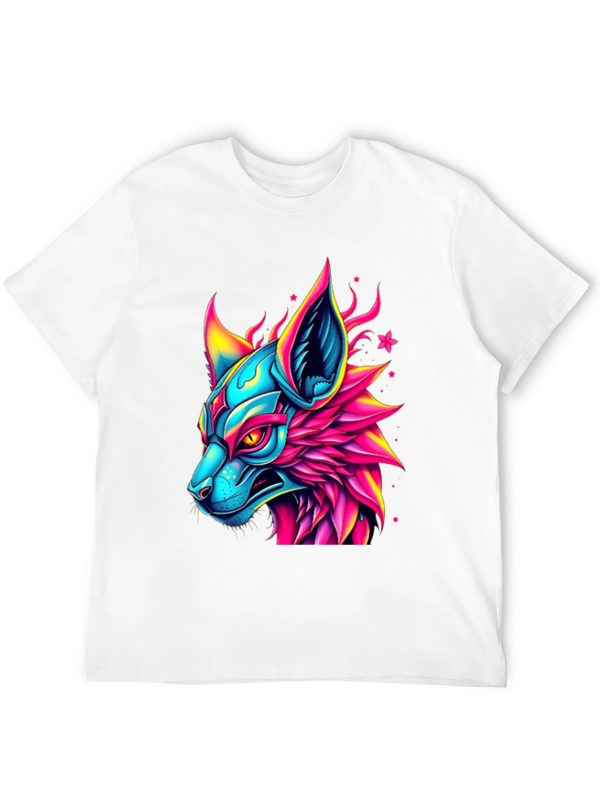 Neon Cyberpunk Fox Graphic Tee
