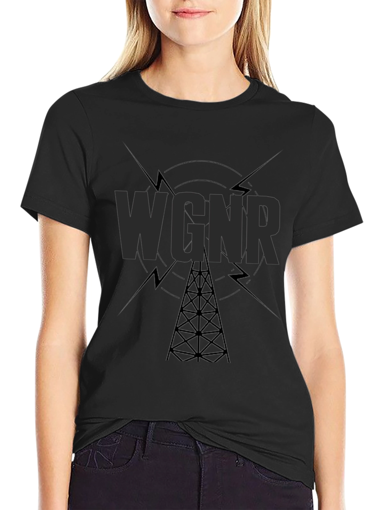 WGNR Radio Tower Black T-Shirt