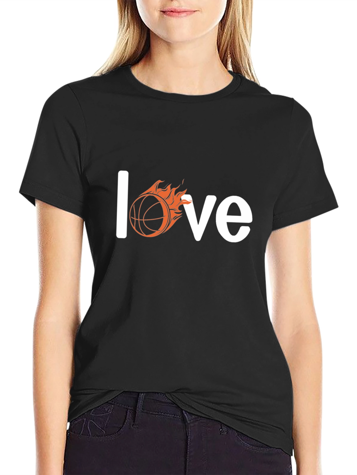 Fiery Basketball Love T-Shirt - Black