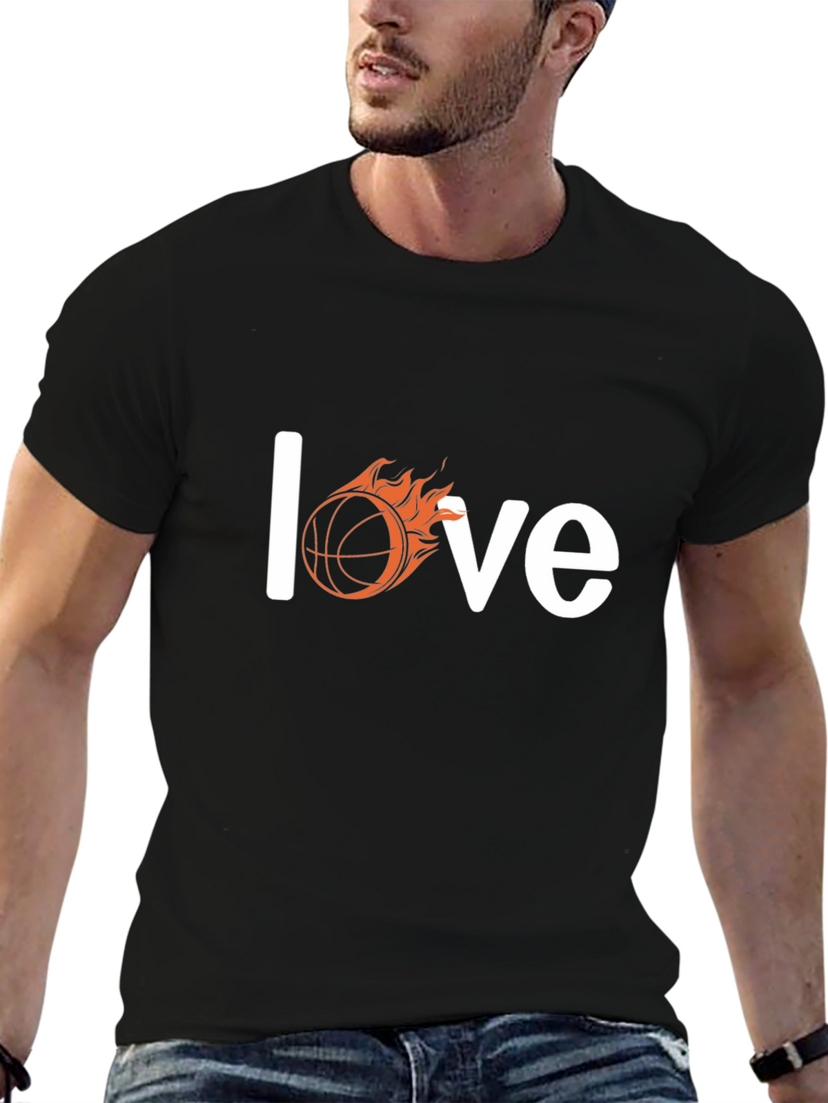 Fiery Basketball Love T-Shirt - Black