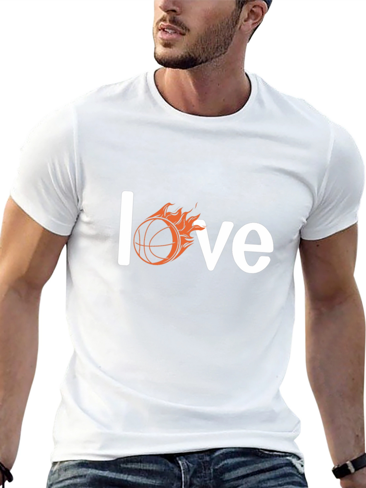 Fiery Basketball Love T-Shirt - Black
