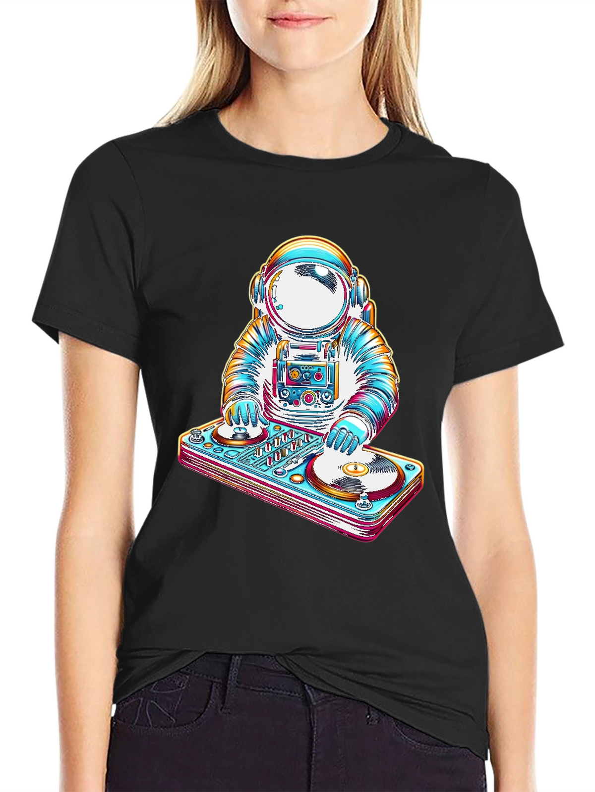Astronaut DJ Graphic Tee - Cool Space Music T-Shirt