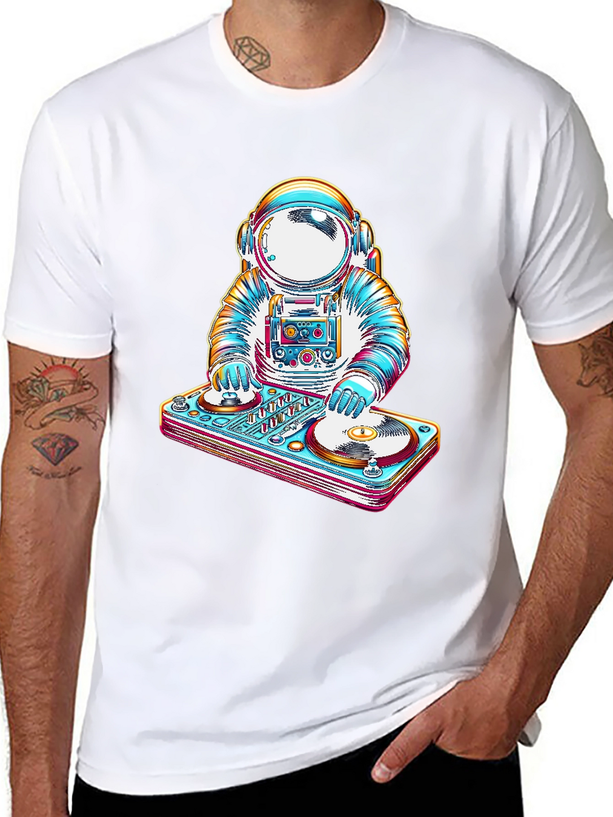 Astronaut DJ Graphic Tee - Cool Space Music T-Shirt