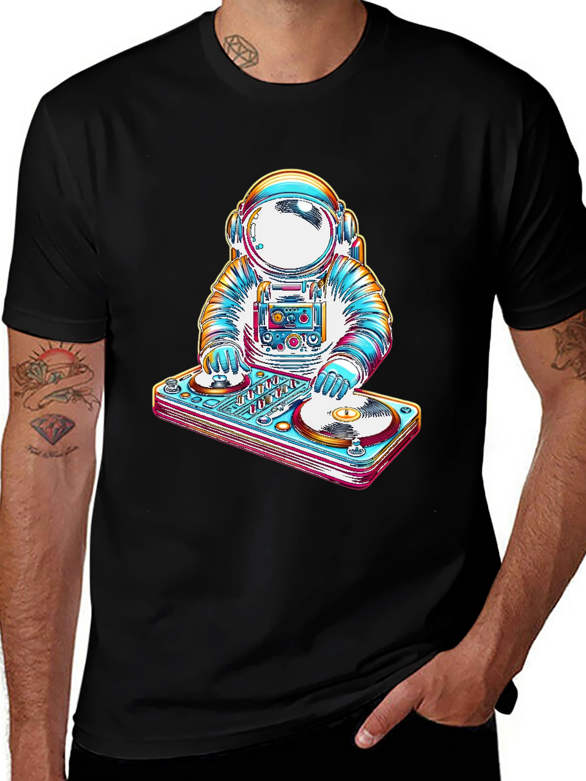 Astronaut DJ Graphic Tee - Cool Space Music T-Shirt