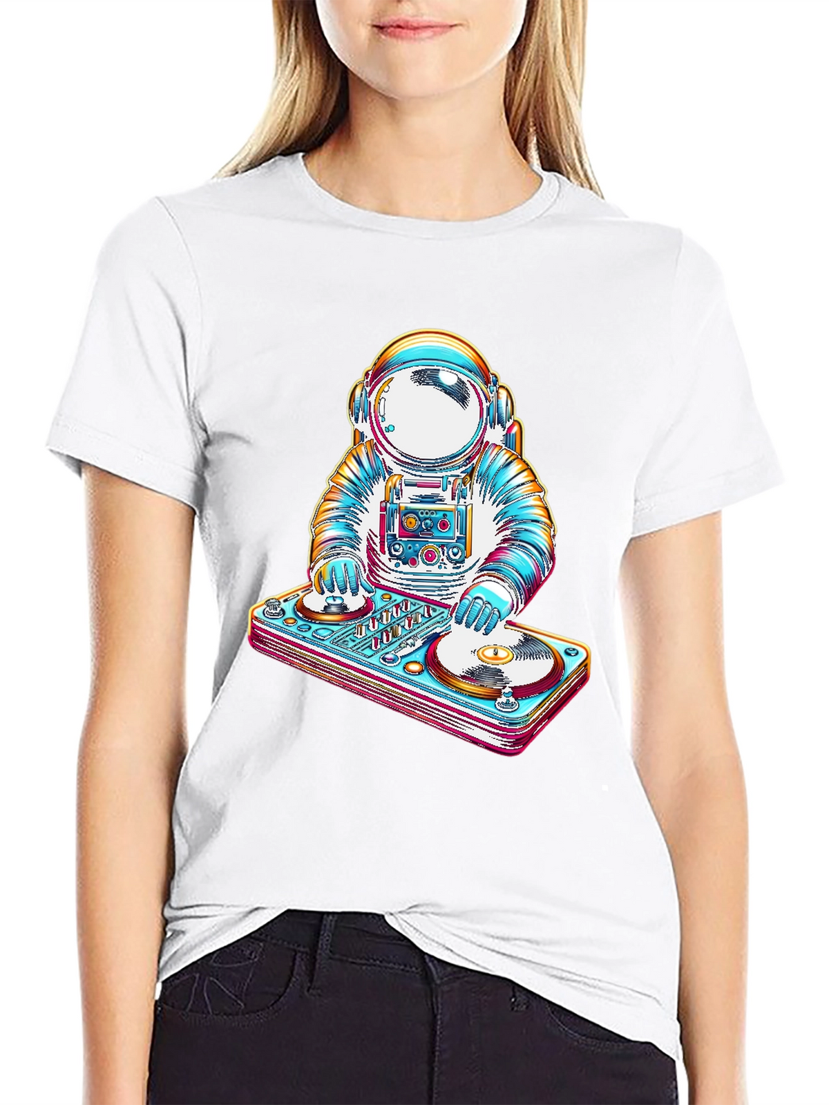 Astronaut DJ Graphic Tee - Cool Space Music T-Shirt