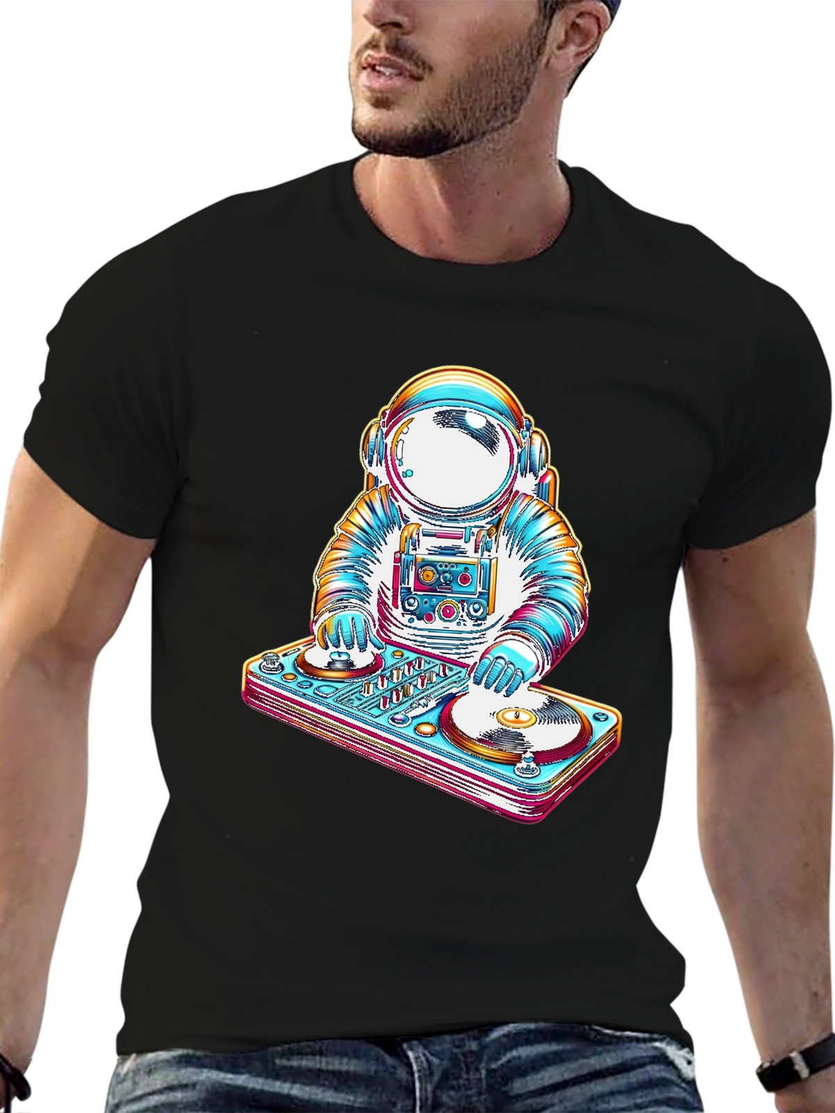 Astronaut DJ Graphic Tee - Cool Space Music T-Shirt