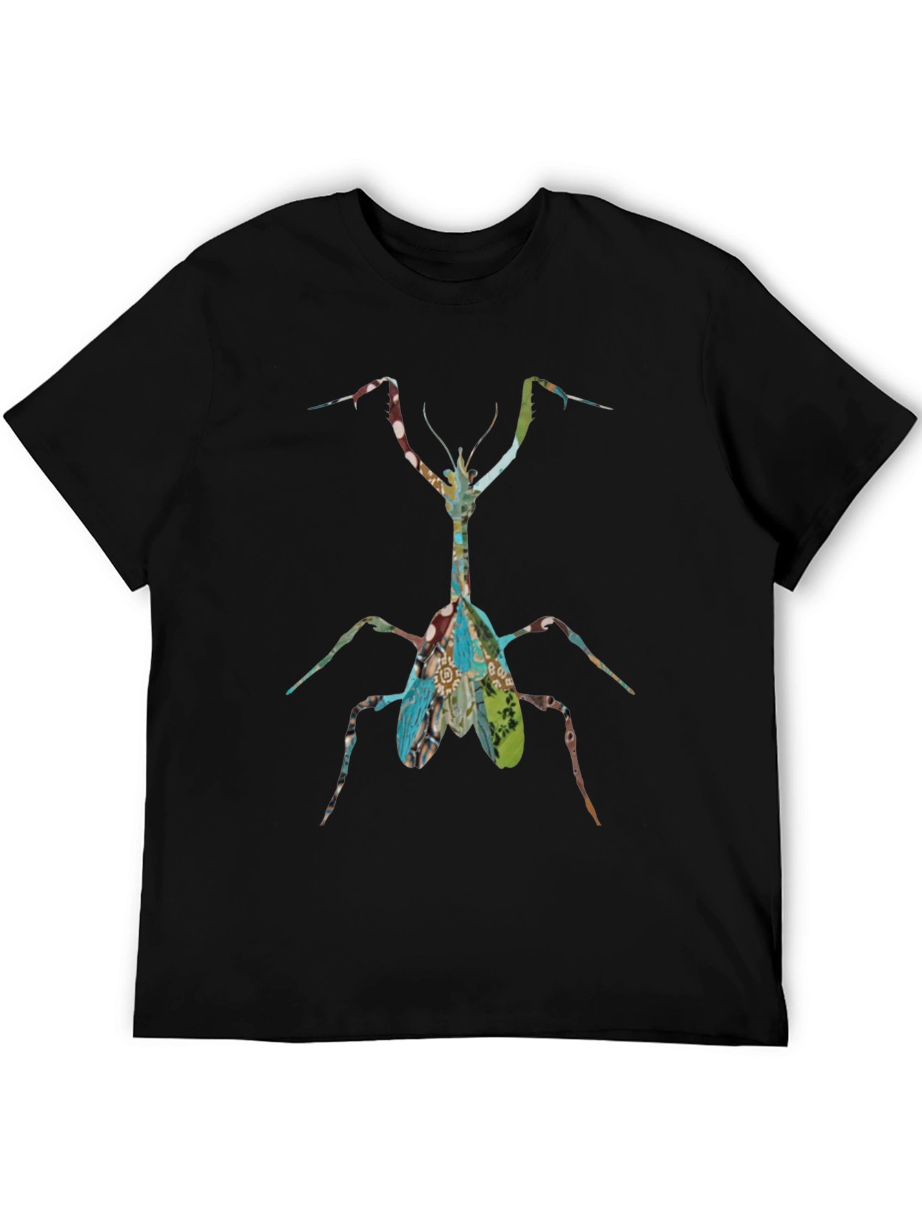 Praying Mantis Graphic Print Black T-Shirt