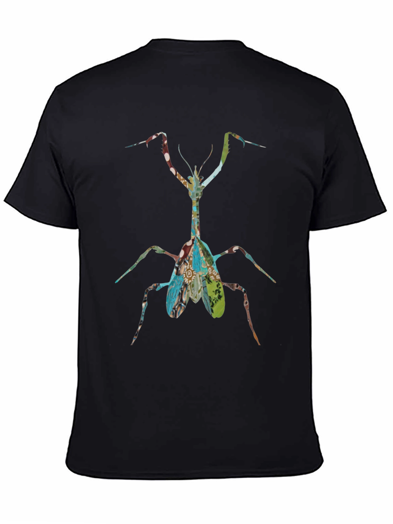 Praying Mantis Graphic Print Black T-Shirt