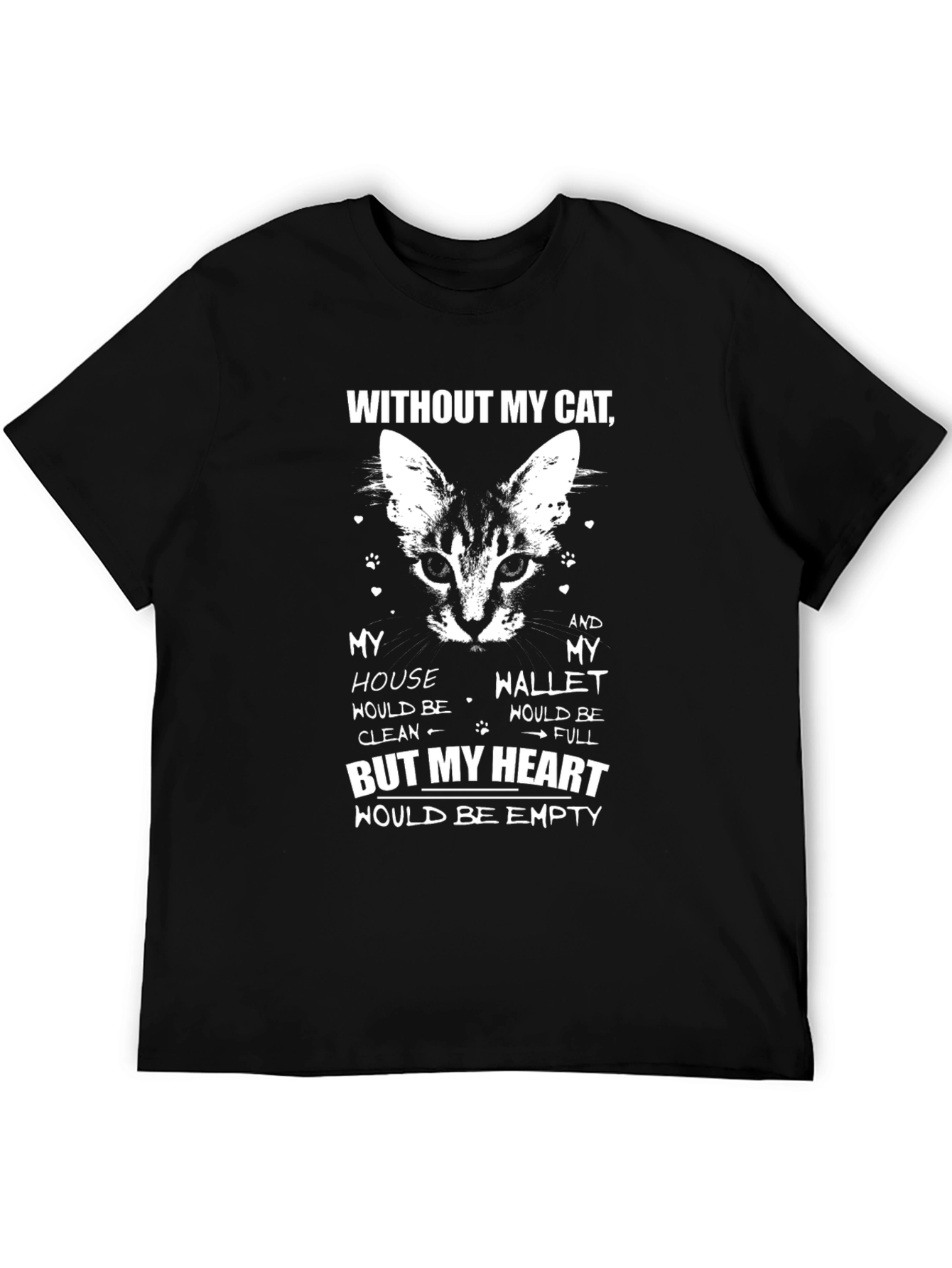 Without My Cat Graphic T-Shirt - Mens Black Tee