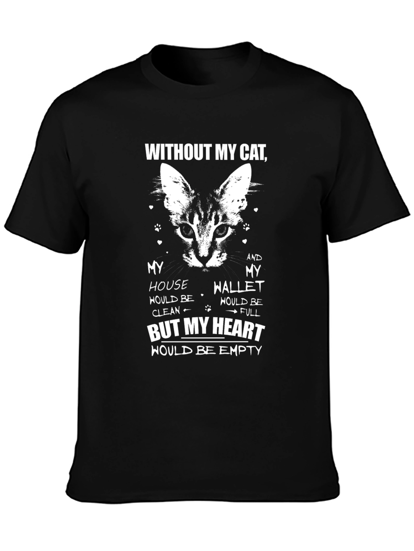 Without My Cat Graphic T-Shirt - Mens Black Tee