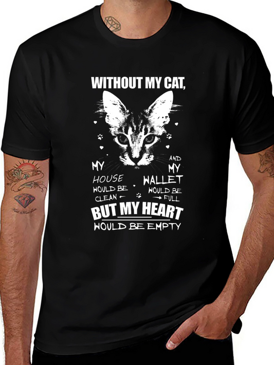 Without My Cat Graphic T-Shirt - Mens Black Tee
