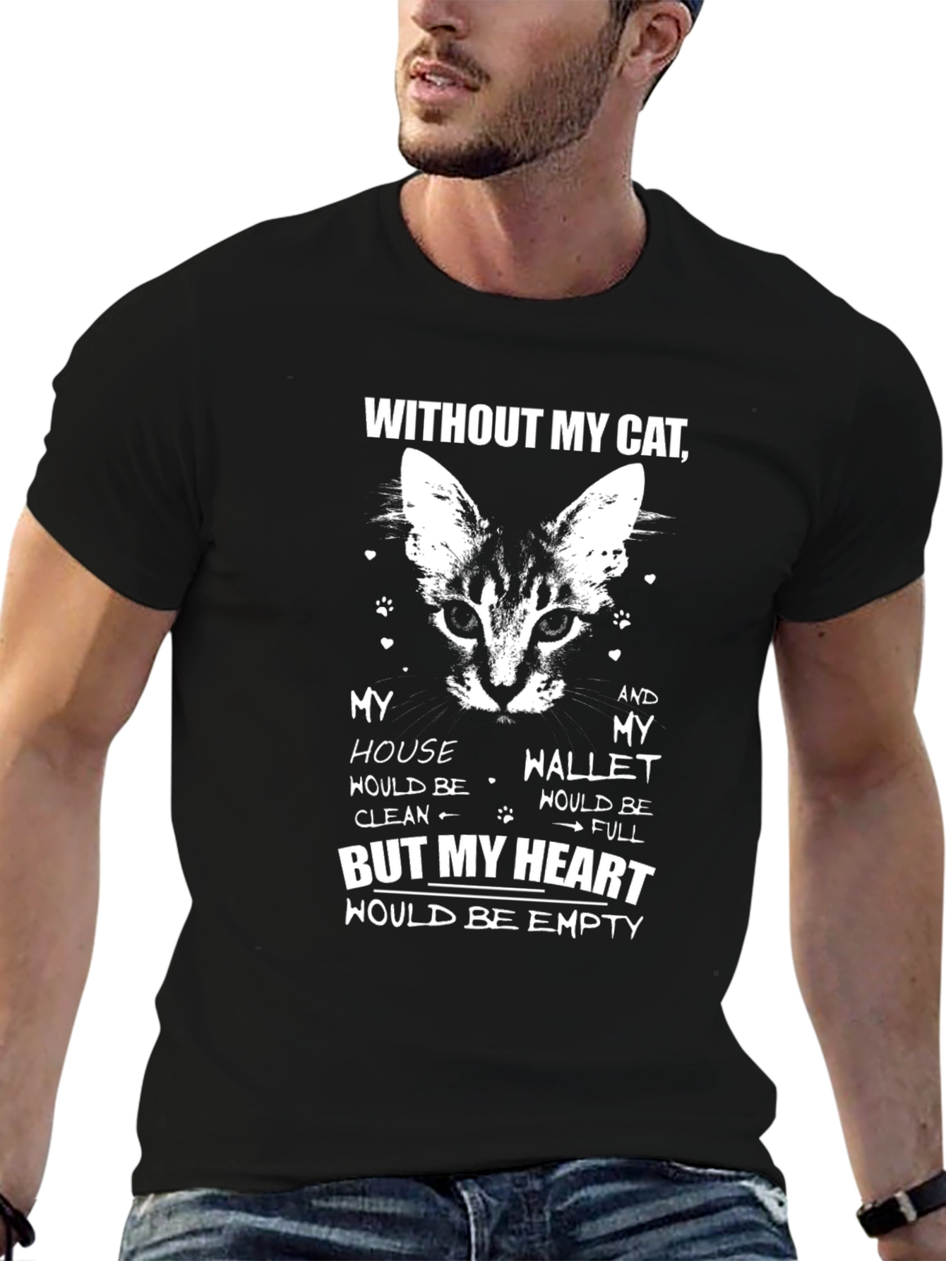 Without My Cat Graphic T-Shirt - Mens Black Tee