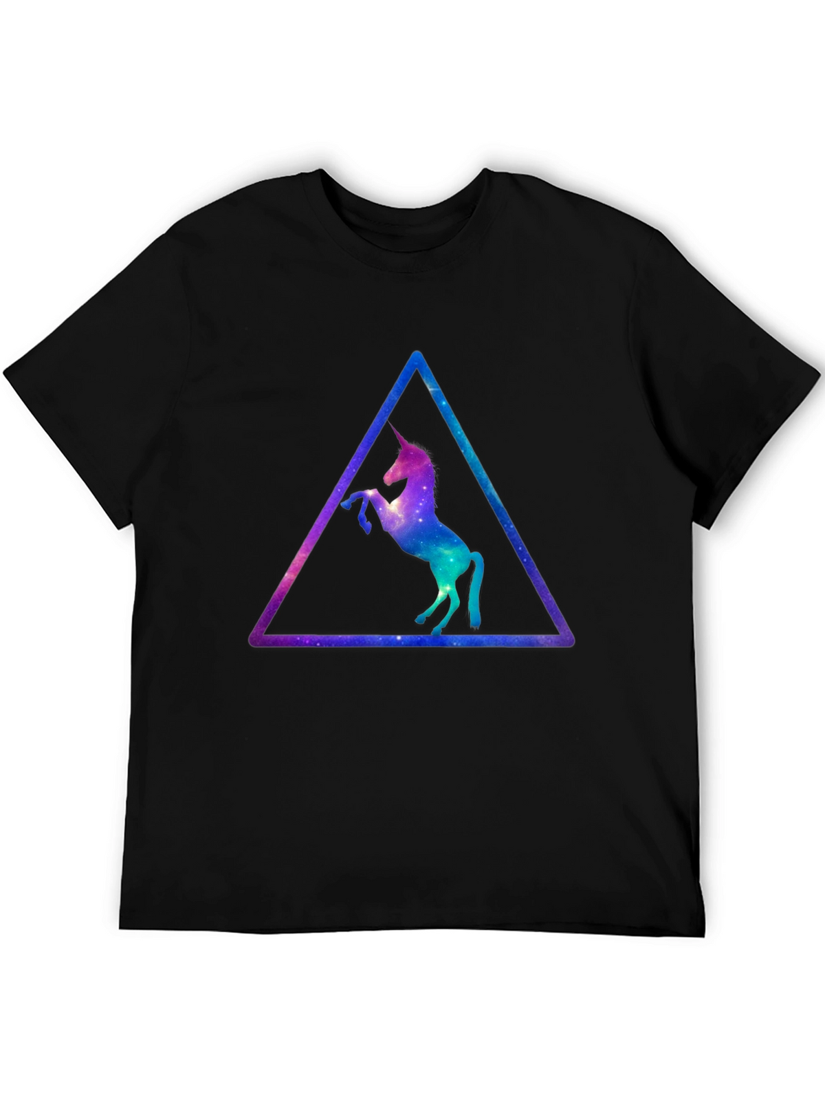 Unicorn Galaxy Triangle Black T-Shirt