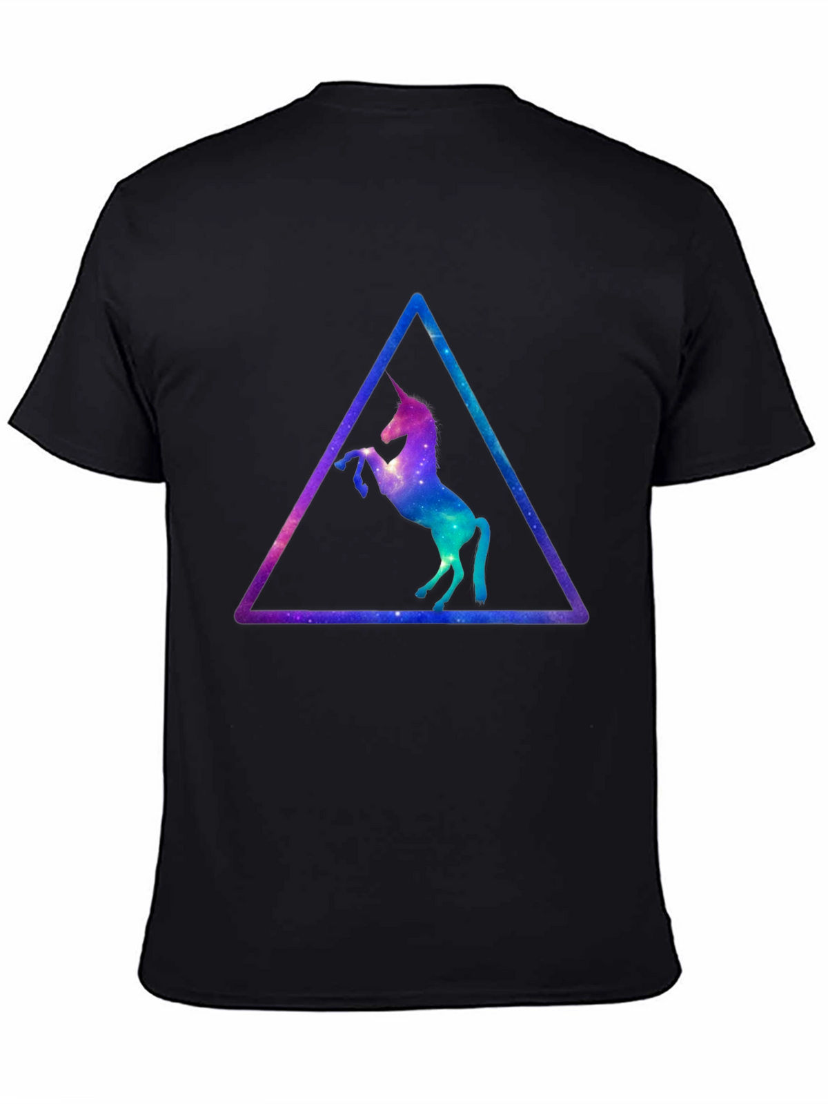 Unicorn Galaxy Triangle Black T-Shirt