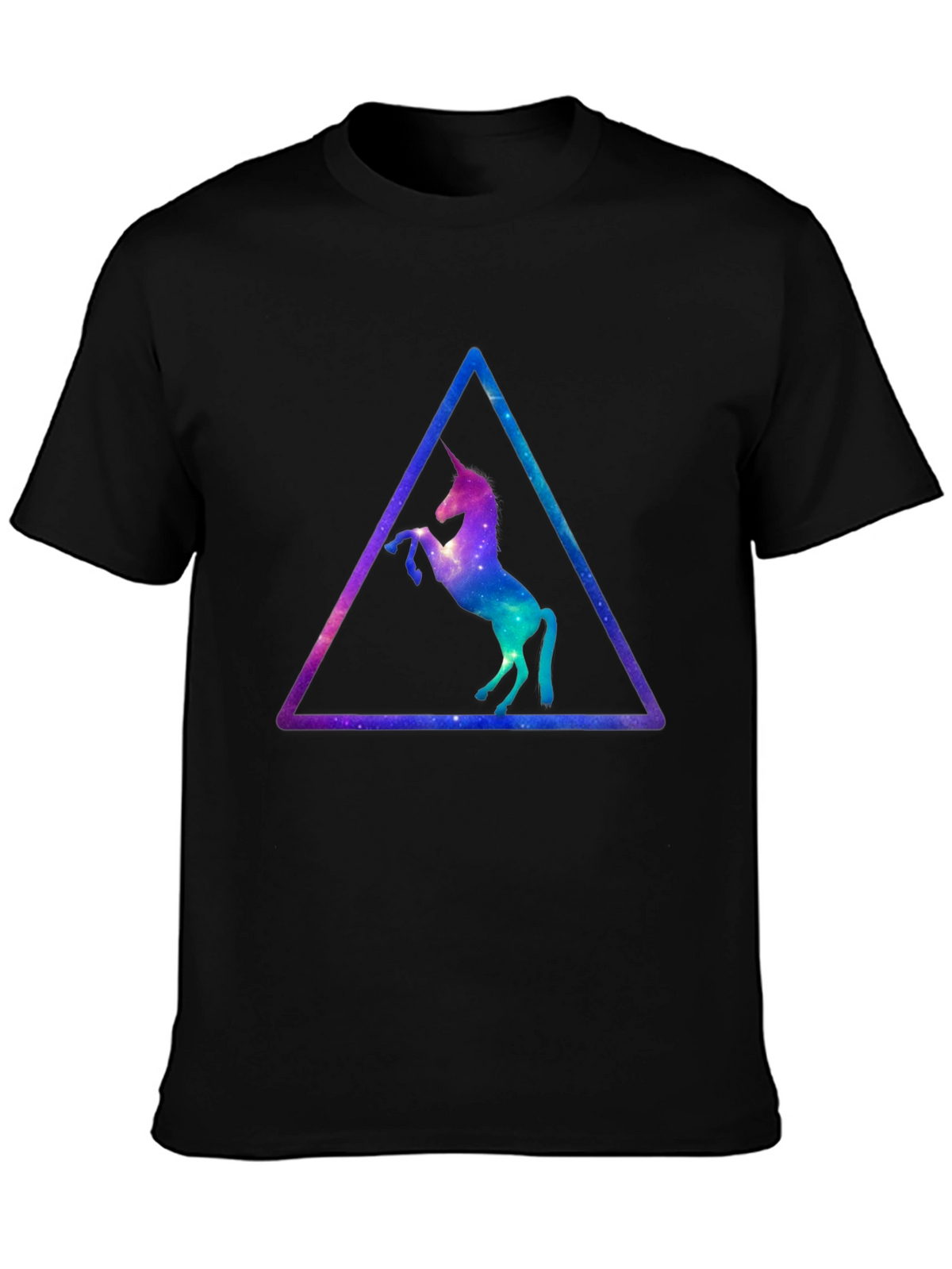 Unicorn Galaxy Triangle Black T-Shirt