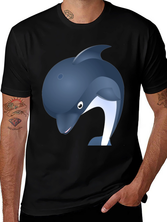 Dolphin Graphic Print Black Tee