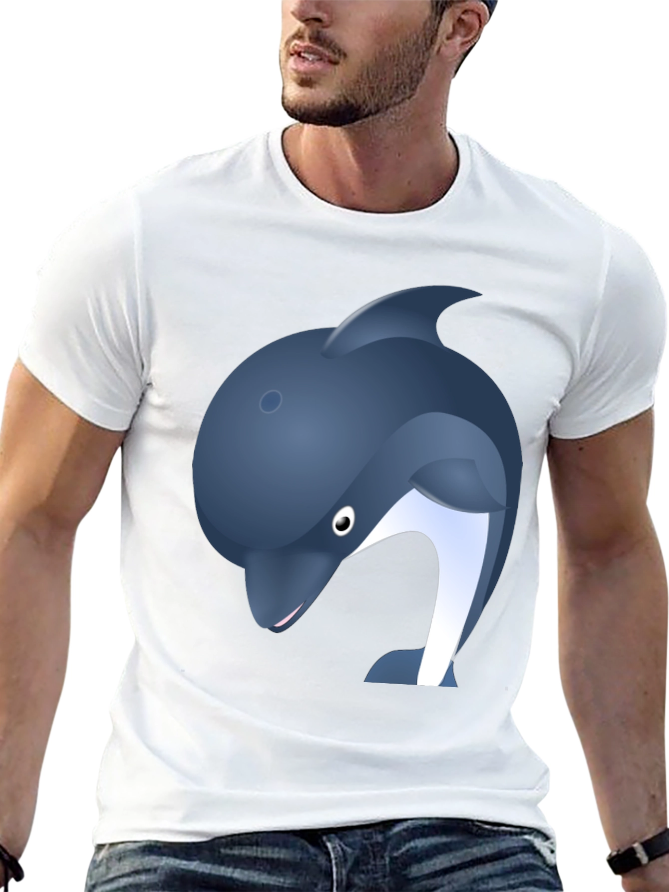 Dolphin Graphic Print Black Tee
