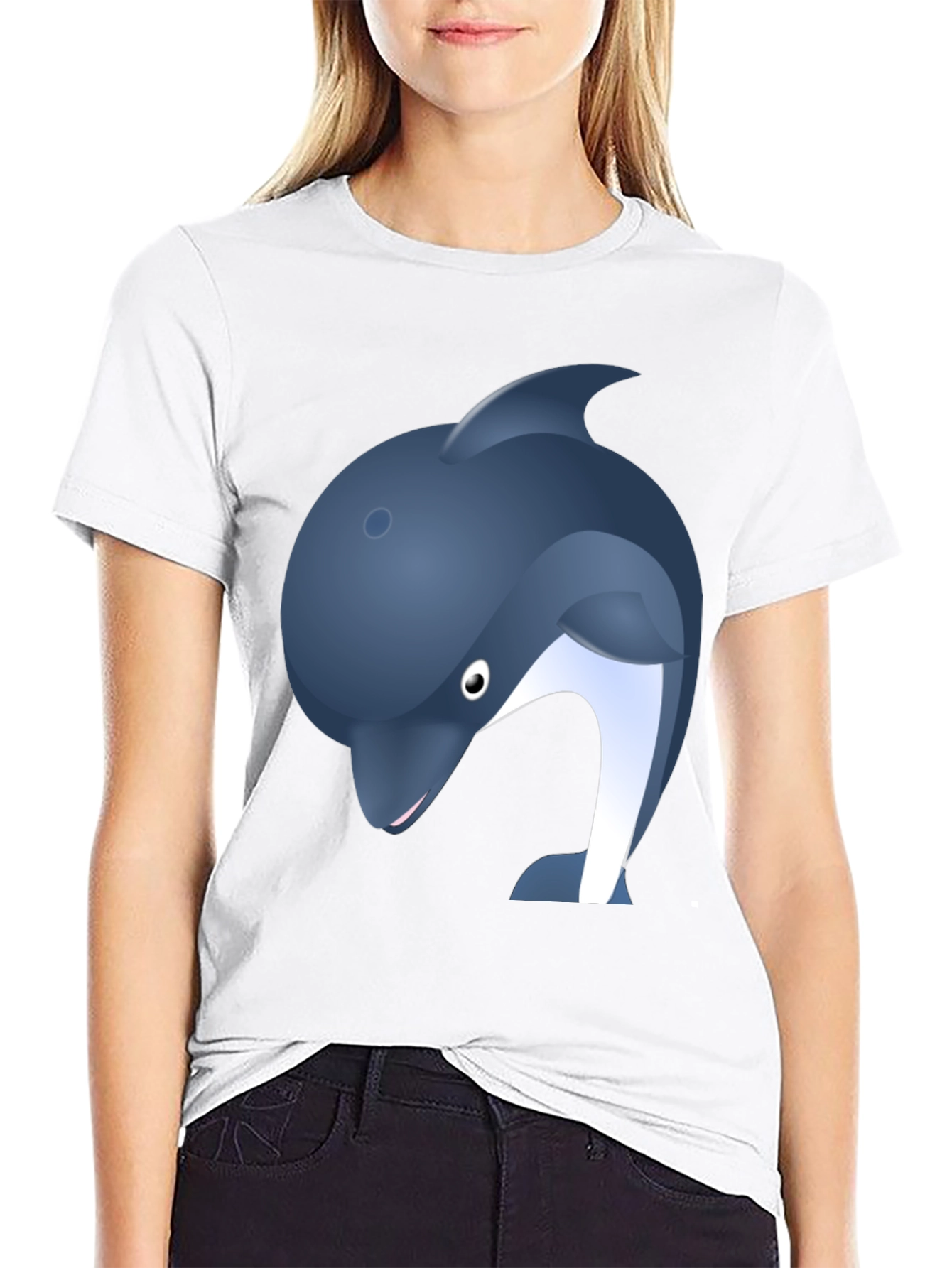 Dolphin Graphic Print Black Tee