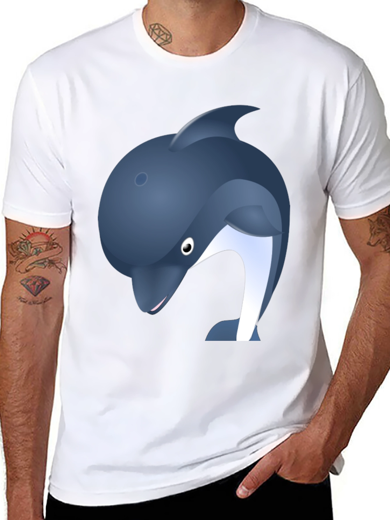 Dolphin Graphic Print Black Tee